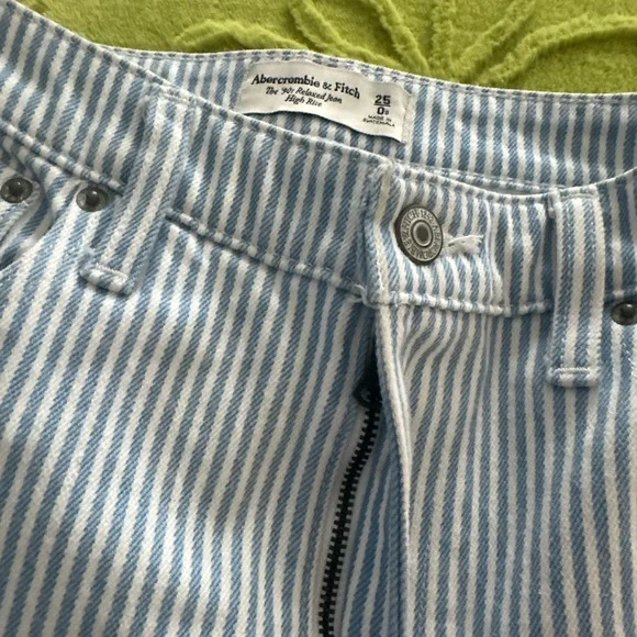 Abercrombie & Fitch Blue and White Striped Women Jeans - Picture 5 of 7